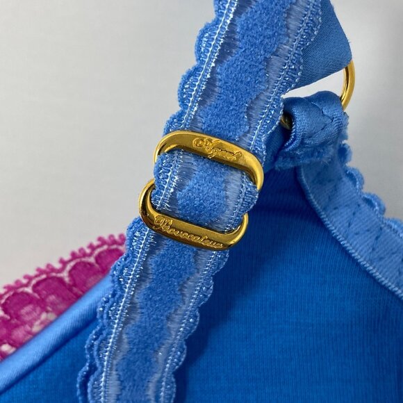 Agent Provocateur Molly Blue Pink Silk Bra 34B NWT $235 - Picture 14 of 16